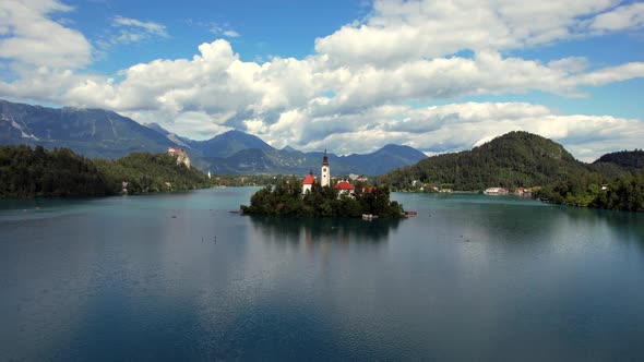 Lake Bled in the town of Bled is a popular tourist destination, and mostly known for the small islan