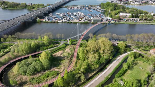Nesciobrug Cycle and Pedestrian Bridge Over Waterway Amsterdam Rijnkanaal in the Netherlands
