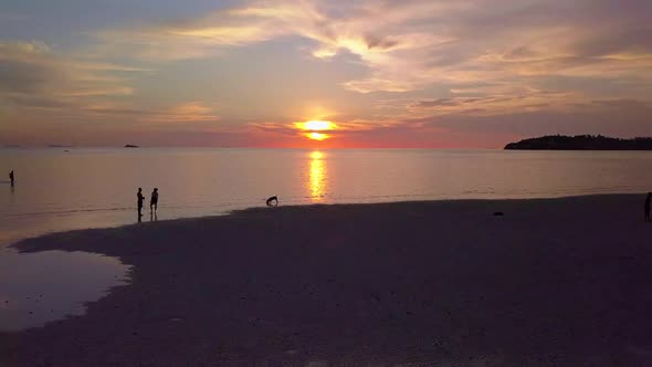 Aerial Shot of Beautiful Sunset Red Sky Koh Phangan Thailand