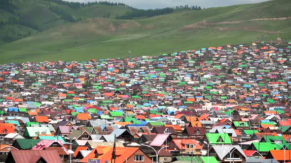 City Landscape of Colorful Houses in Mongolia