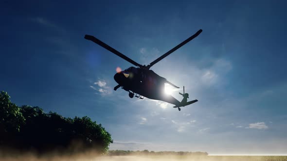 Helicopter on a Dusty Road