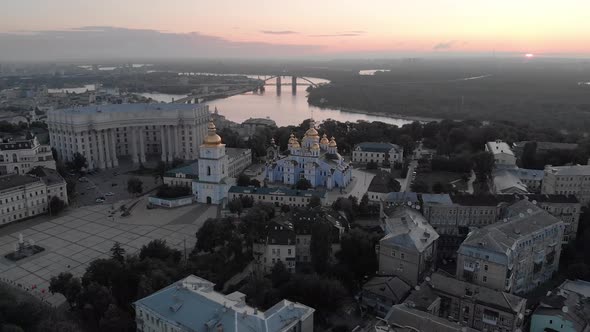 St. Michael's Golden-Domed Monastery in Kyiv, Ukraine. Aerial View