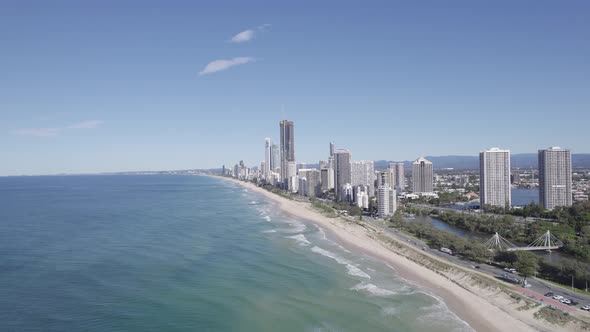 High-rise Buildings And Scenic Beach At Surfers Paradise In Gold Coast, Queensland, Australia During