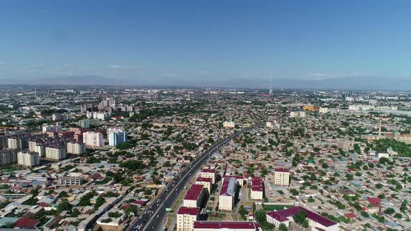 A Panorama of a Residential Area of Tashkent Shoot From a Drone on the Afternoon