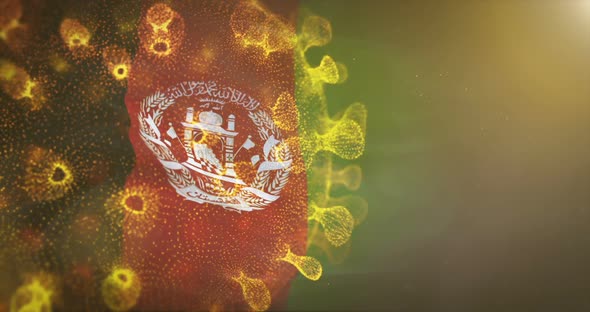 Afghanistan Flag With Corona Virus Bacteria