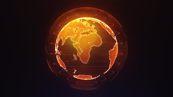 Orange Earth From Particles Rotate Around its Axis