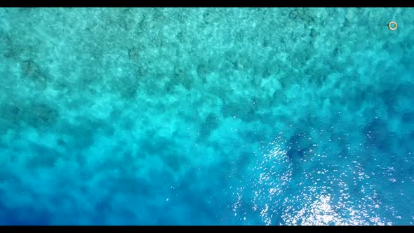Aerial top down nature of tropical lagoon beach holiday by transparent sea and white sand background