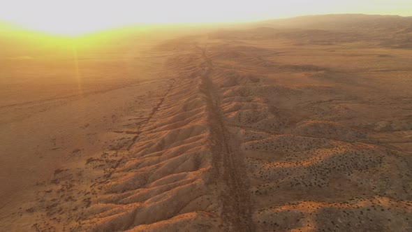 Aerial shot of the San Andreas Fault to the North West of Los Angeles