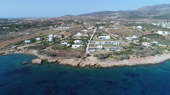 Aliki beach on the island of Naxos in the Cyclades in Greece seen from the sk