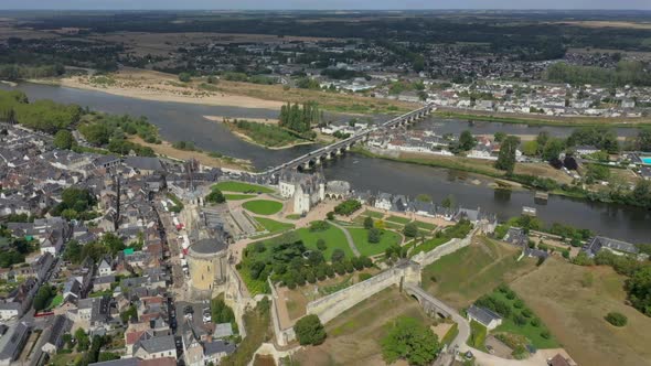 Footage of Royal Castle of Amboise France Pont Du Marechal Leclerc Loire River