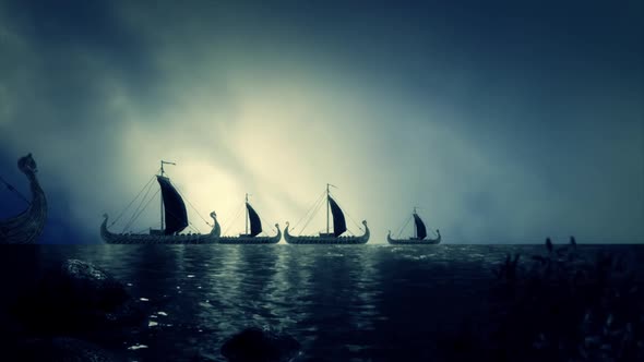 Big Fleet of Viking Ship