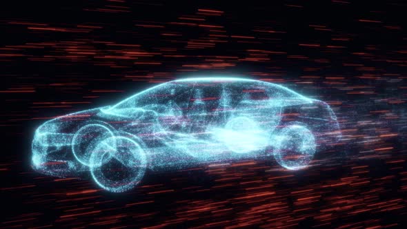 Sedan Car Running With Particles 4k