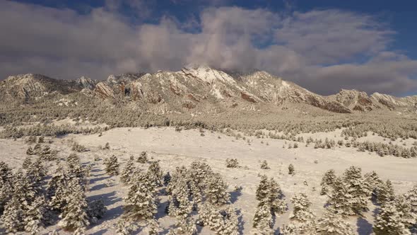 Aerial shot of the mountains near Boulder Colorado