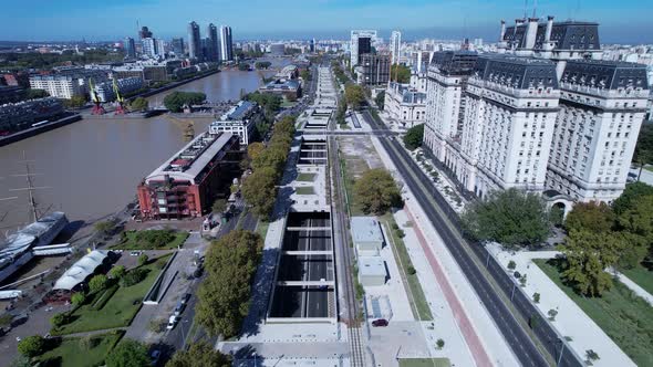 Downtown Buenos Aires Argentina. Panoramic landscape of touristic landmark downtown of capital of Ar