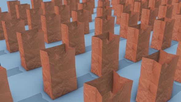 A Lot Of Paper Bag In A Row 4k