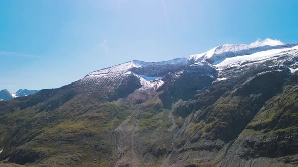 Grossglockner Mountains and Glacier in Summer Season Aerial View From Drone
