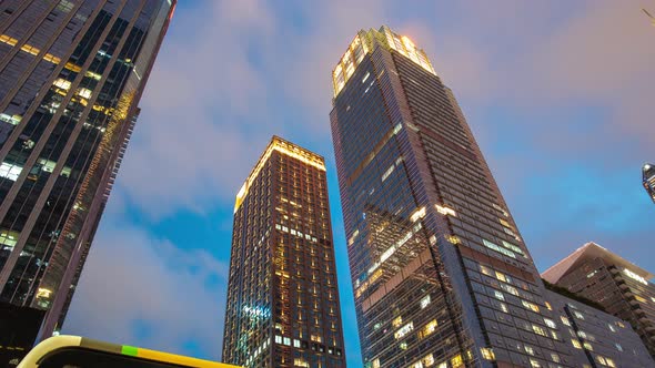 time-lapse of Hong Kong cityscape, skyscraper building at Hong Kong bay