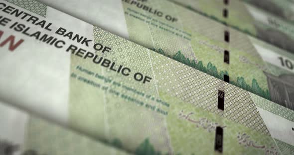 Iranian Rial money banknote surface loop