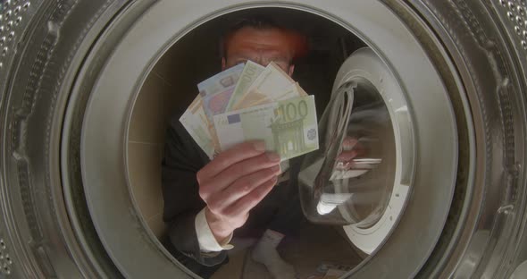 Portrait Man Washing Machine