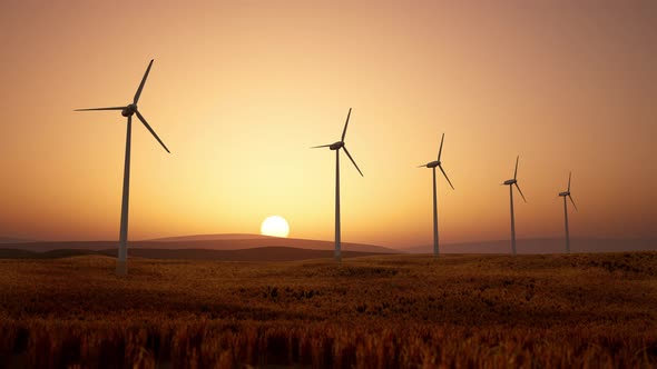 Wind Turbines At Sunset alt