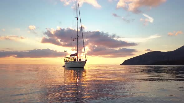 Sailing Yacht Off the Coast of Sicily Italy