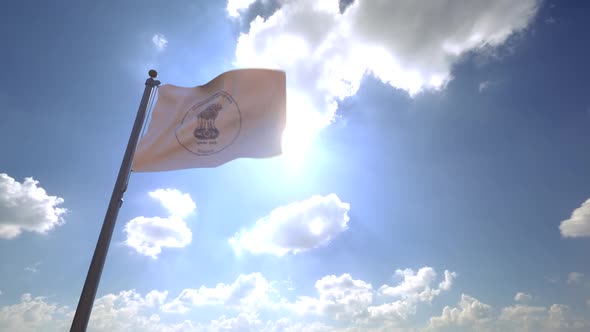 Meghalaya Flag (India) on a Flagpole V4