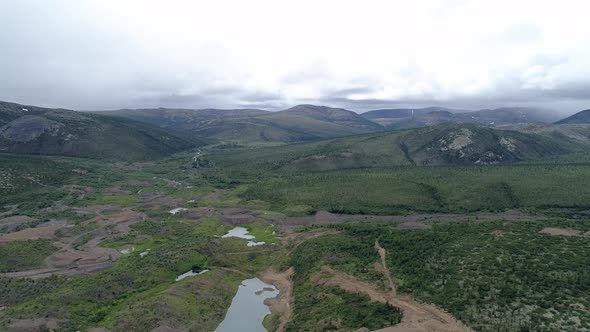 Aerial view of Nature and hills of Chukotka. 21
