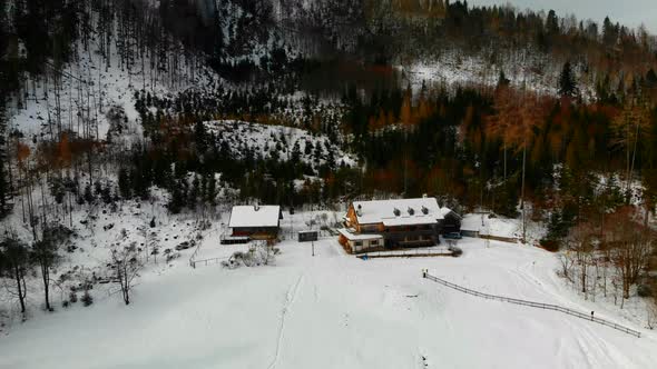 Beautiful Winter Landscape in the Mountains with frozen Lake