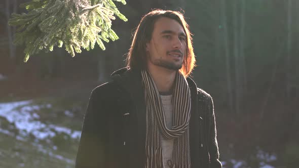 Man posing outdoor during winter