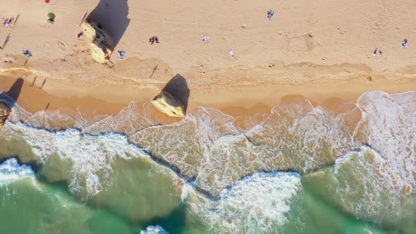 Aerial View of Beautiful Portuguese Beaches with Rocky Sandy Shores and Pure Sand for Tourists