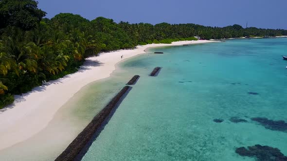 Aerial drone texture of bay beach by sea and sand background