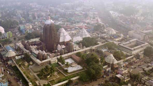 Orissa, India, Jagannath temple, 4k  aerial drone footage