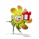 Flower Dancing With A Gift Box on White Background - VideoHive Item for Sale