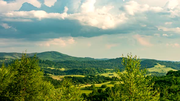 Clouds over Beskid mountains.