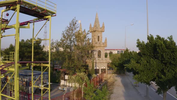 Beautiful Amusement Park Along the City Road