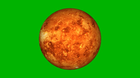3d Realistic Venus Planet Green Background