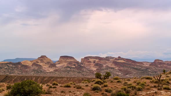 Timelapse of rain moving over the desert landscape in Capitol Reef