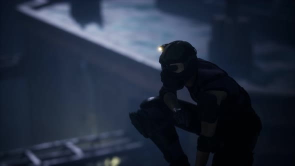 Woman in the Style of Cyberpunk on the Roof alt