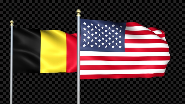 Belgium And United States Two Countries Flags Waving