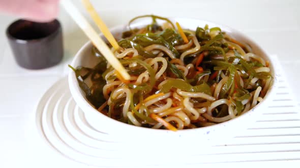 Asian styled noodles with seaweed