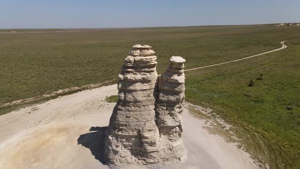 Castle Rock in Kansas overhead shot.