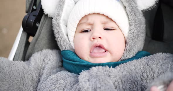 Baby Boy Crying and Not Sitting in Car Stroller