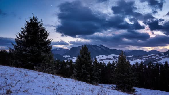 Winter Mountain Rural Landscape