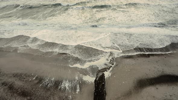 Bird's Eye View of Waves Beautifully Crashing Against Denmark Beach