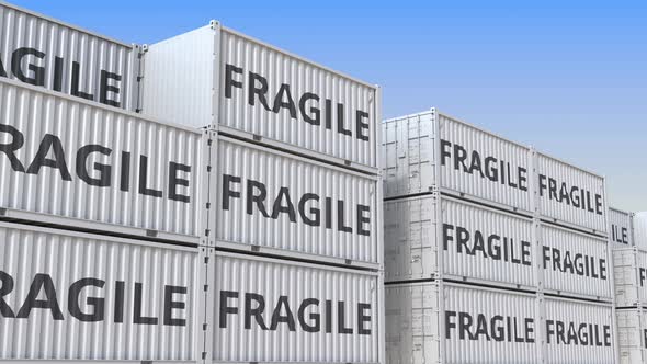 Containers with FRAGILE Text