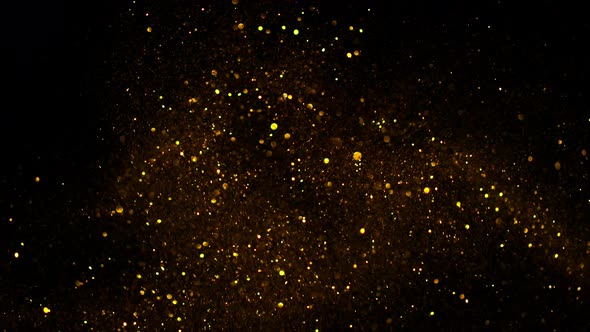 Golden Glitter Background in Super Slow Motion at 1000Fps