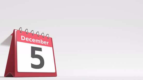 December 6 Date on the Flip Desk Calendar Page