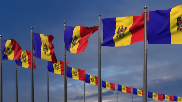 The Moldova Flags Waving In The Wind  2K