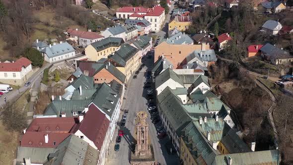 Aerial view of the town of Banska Stiavnica in Slovakia