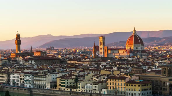 Florence Cityscape - Sunset to Night Time Lapse